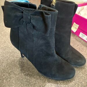 kate spade Black Suede Bow Ankle Boots